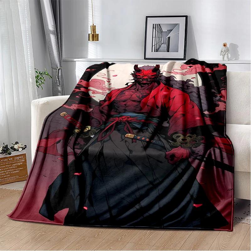 3D Japanese Samurai Bushido Katana Cartoon Game Blanket,Soft Throw Blanket for Home Bedroom Bed Sofa Travel Picnic Cover Kids
