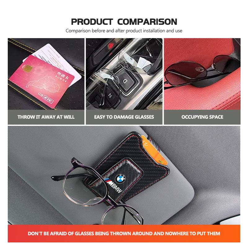 Leather Car Sun Visor Glasses Clip Hanging Sunglasses Organizer Holder Accessories For BMW E87 E70 E91 E30 G20 E92 E93 E60 E46