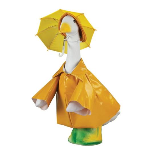 Наряд Гуся для Газона Дождевик со Шляпой-Зонтом Комплект Костюм Гуся для Веранды Одежда для Цементного или Пластикового Гуся