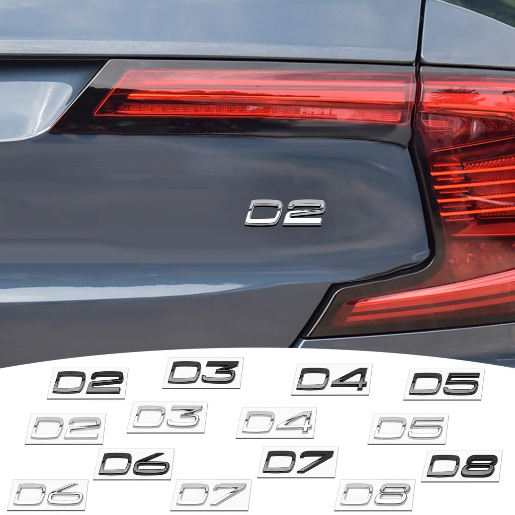 3D ABS Letters Decals for For Volvo D2 D3 D4 D5 D6 D7 D8  Car Rear Trunk Tailgate Side Fender Badge Emblem Sticker Decoration