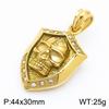 Hip Hop Skull Crystal Stone Shield Necklace for Men High Quality Stainless Steel Gold Color Charm Pendant Trendy Jewelry Gift
