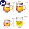 Креативная стеклянная чашка для заварки чая с прозрачной ручкой-фильтром, бамбуковая крышка, термостойкая цветочная чайная чашка, офисная чайная кружка, посуда для напитков