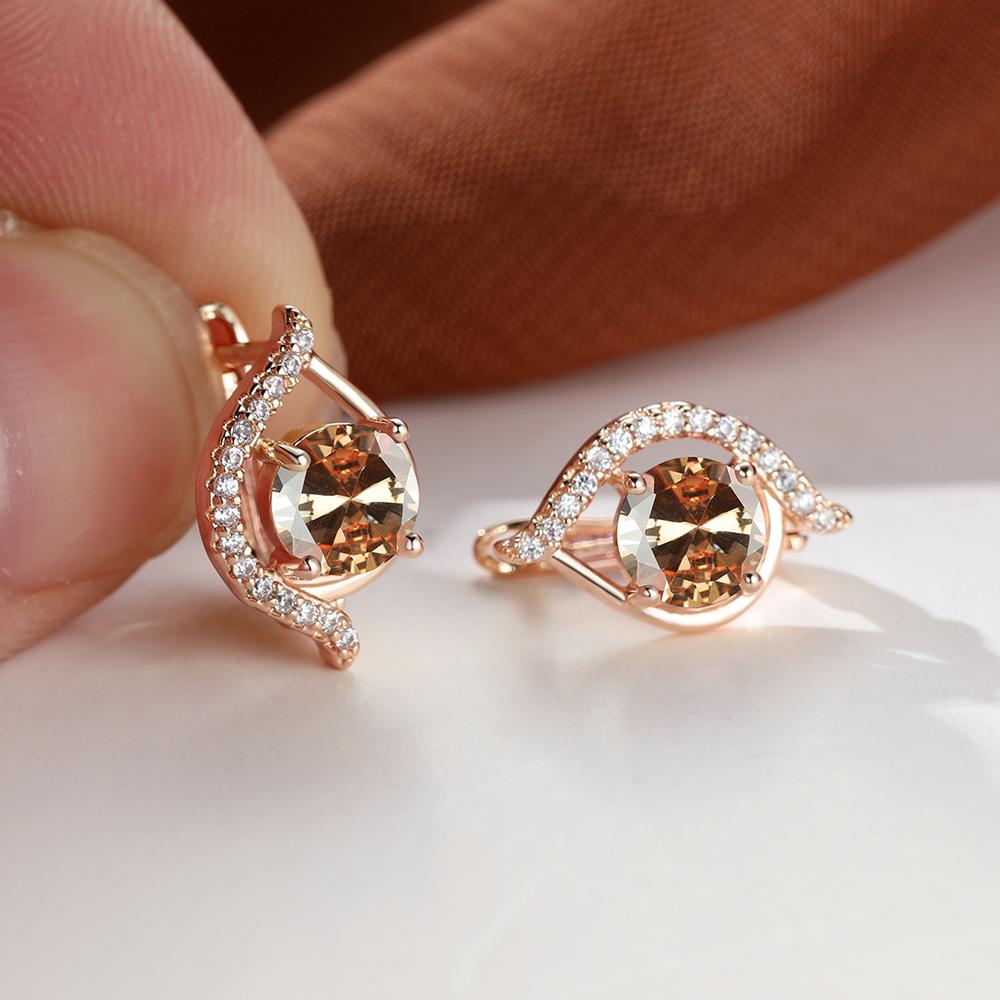 1 пара серег-капель круглой огранки золотого цвета, розовые, черные, белые, синие, зеленые, с камнями, серьги-клипсы в стиле глаз, помолвочные, свадебные украшения, подарок