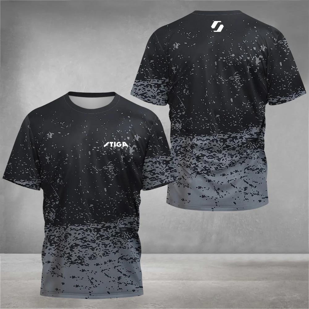 Men's Summer Competition Training T-shirt 3D Letter Printed Fashionable Short Sleeved Top Outdoor Casual Sports Round Neck Clothing