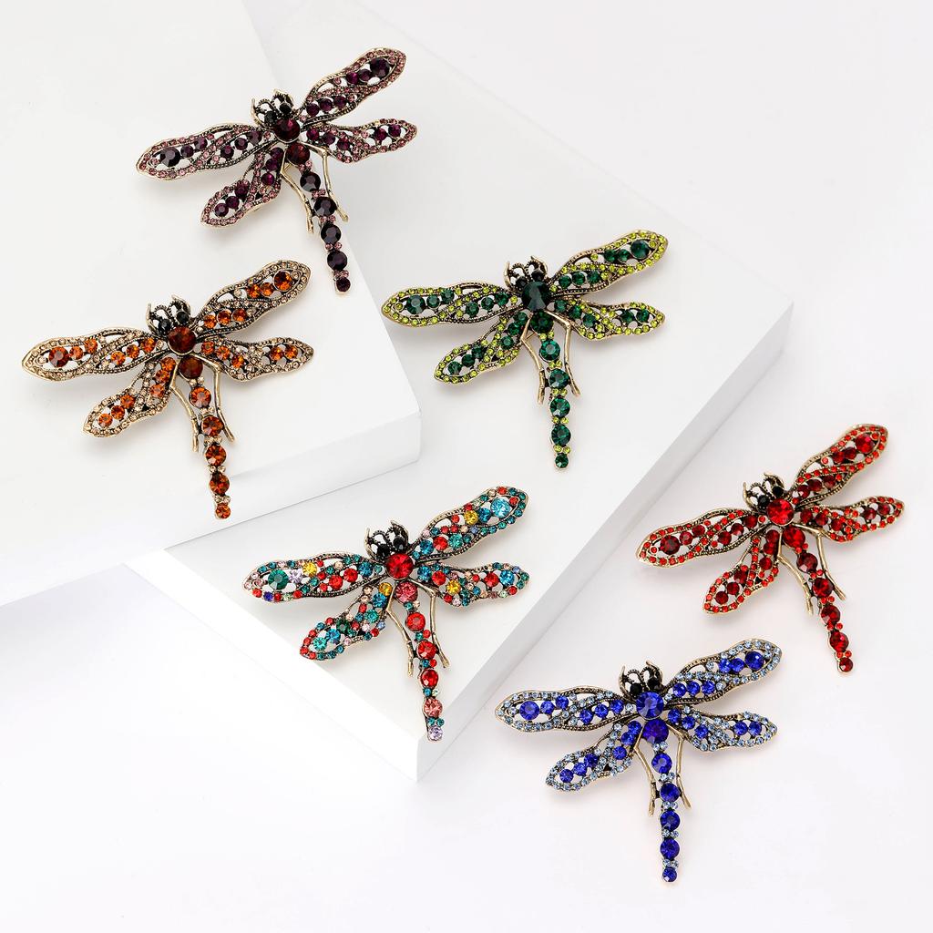 Fashion Retro Rhinestone Dragonfly Brooch, Niche High-End Women'S Clothing Accessories Corsage Insect Pin