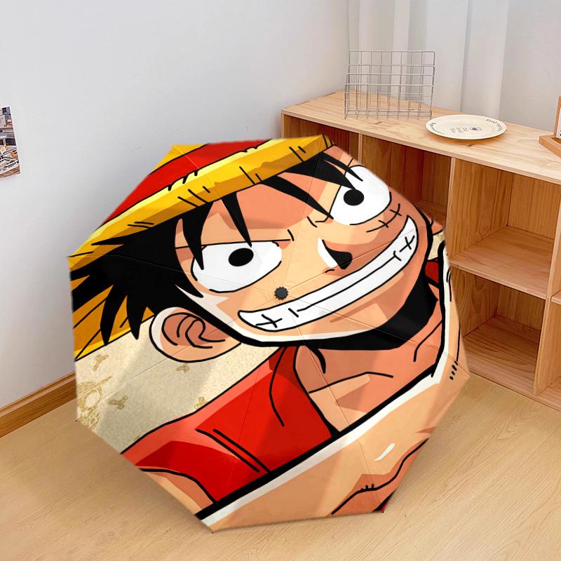 1 шт. Автоматический складной зонт - Узор Luffy D Портативный складной дизайн с 8 спицами Рождественские подарки на день рождения