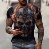 Summer Round Neck 3D Horror Skull Print Top Fashionable Casual Short Sleeved Men's T-shirts