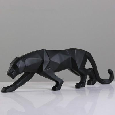 Украшение дома Современная абстрактная скульптура Черной пантеры Геометрическая статуя леопарда из смолы