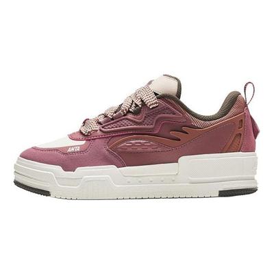 Slip Resistant Abrasion Resistant Low Top Skateboard Shoes Women's Pink White 122418041-4