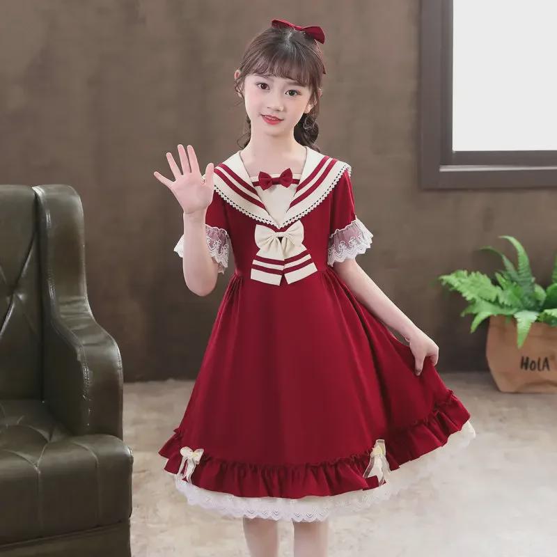 Стильное летнее платье принцессы Лолиты с короткими рукавами для девочек
