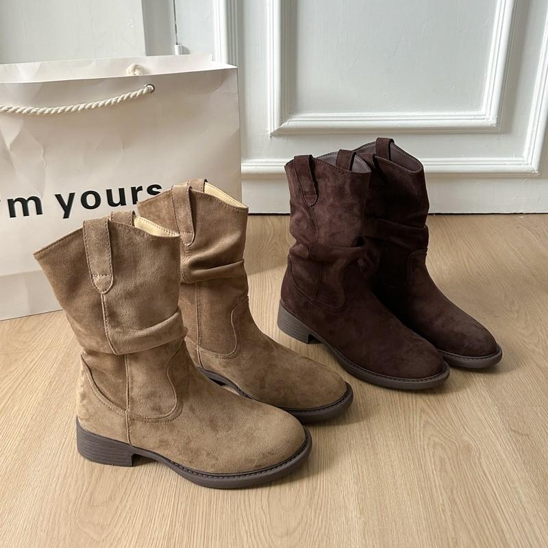 Western cowboy retro short boots children's new summer and autumn Merad prairie mid tube stacking boots Martin boots