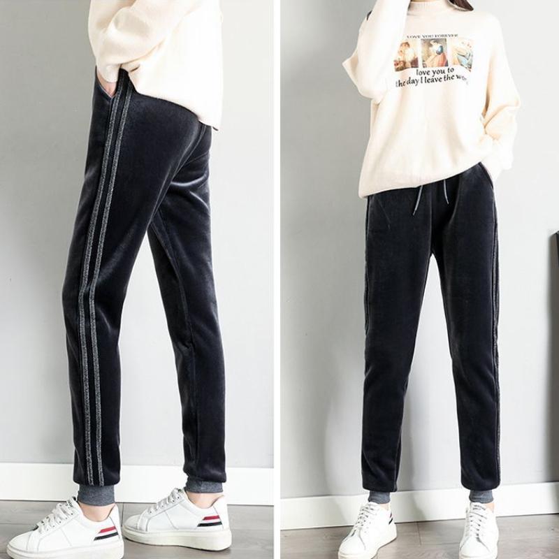 Теплые женские брюки Pleuche, эластичные, с высокой талией, на шнуровке, модные брюки длиной до щиколотки для женщин