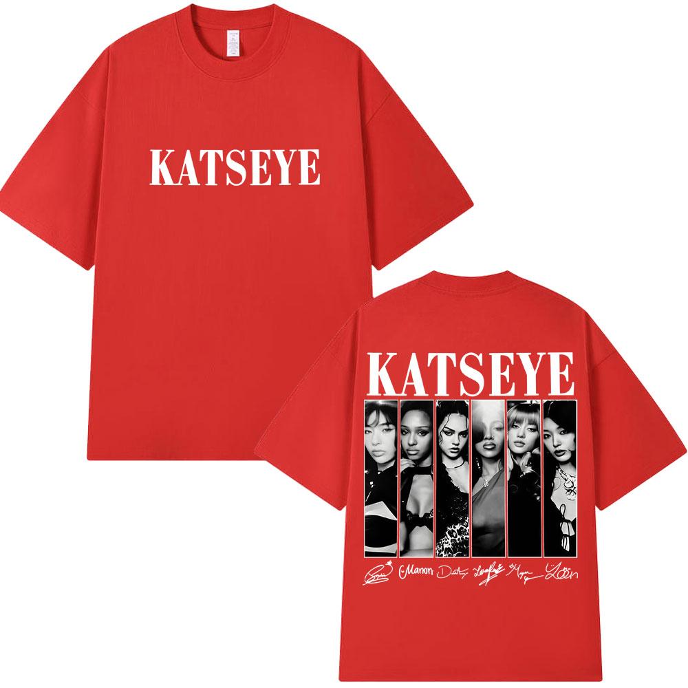 Vintage Korean Style Katseye Graphic T Shirts Kpop Fashion Unisex Women Popular Tshirt 100 Cotton Oversized T Shirts Streetwear