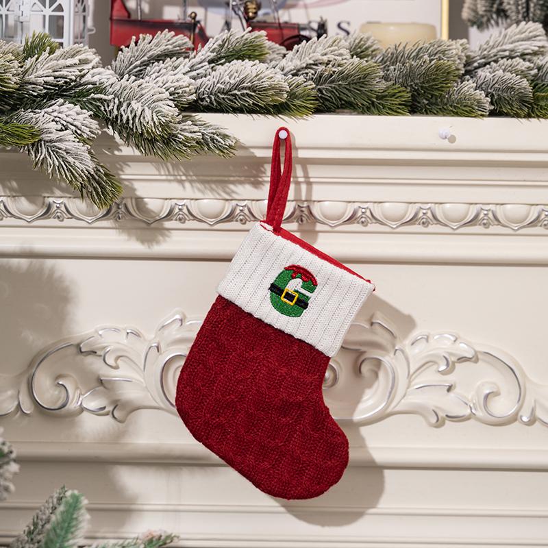 Creative Christmas Decorations Red Knitted Alphabet Embroidered Christmas Socks Color DIY Name Gift Socks