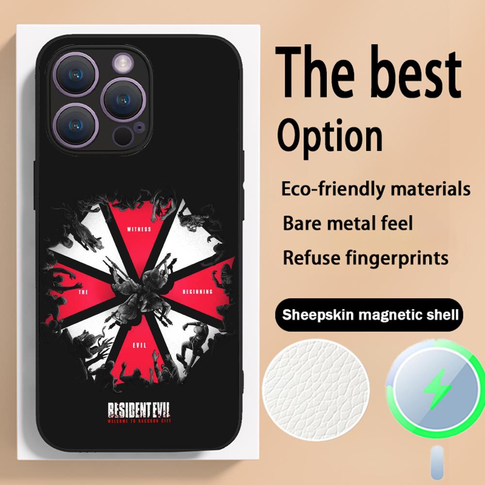 Resident evil 9 горячий игровой плакат Чехол для телефона для iPhone 16 15 14 13 12 11 Plus Pro Max Высококлассный Люксовый Magsafe Овечья кожа