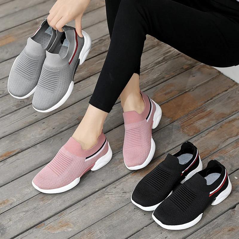 Женские летние кроссовки Slip On Flat Shoes белые лоферы женские теннисные туфли Sock Sneakers shoes 2024 Женская повседневная обувьrty7