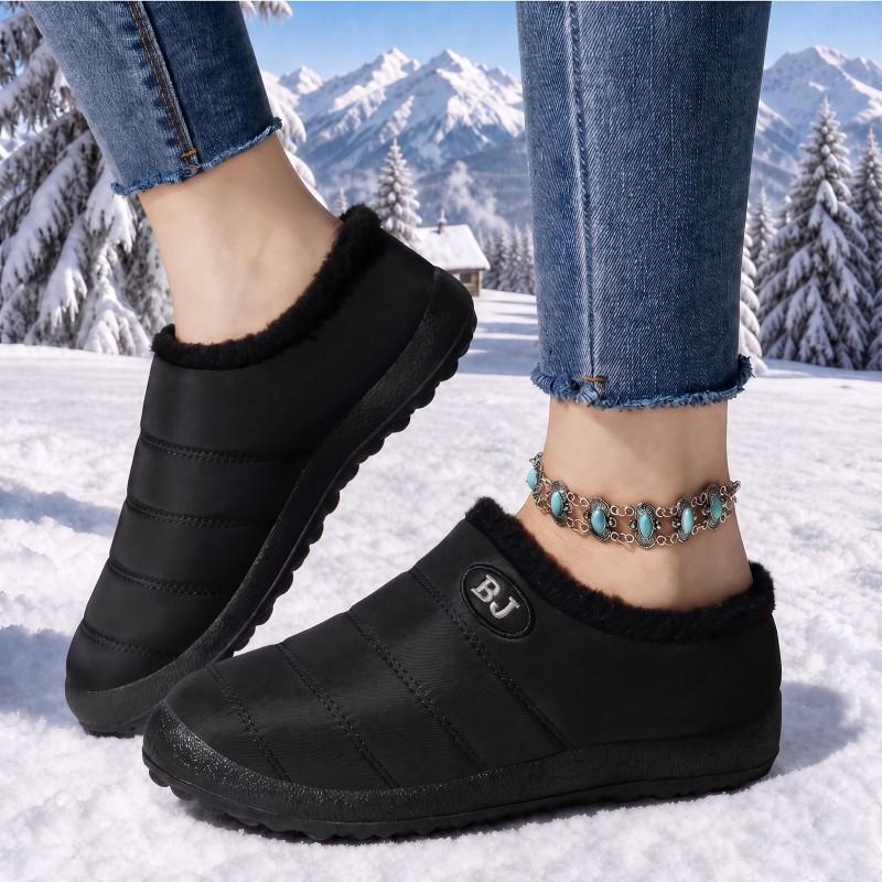 Womens Winter Low-top Cotton Boots Fleece Lined Lightweight Casual Daily Outdoor Shoes