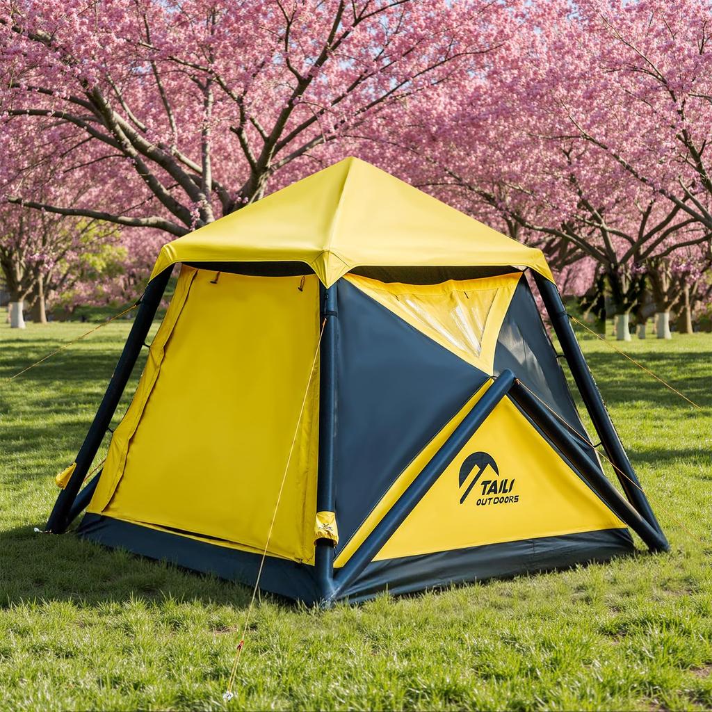 TAILI купольная палатка для 2 надувных кемпинга, туризма, с большим объемом для хранения, легко устанавливается, желтый, люди, палатка, купол, насос, легкий, пространство, взрослые,