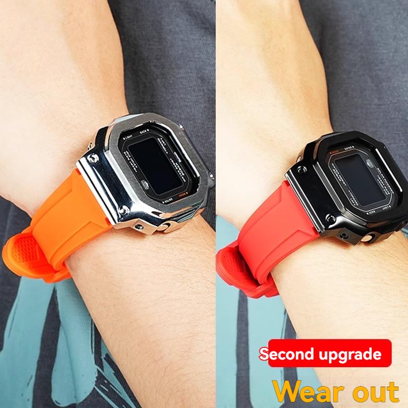 Для серии G-SHOCK Casio DW-5600 GM-5600 GW-B5600 DW5600/60 GW-M5610 GA2100 силиконовый полимерный ремешок браслет с цепочкой