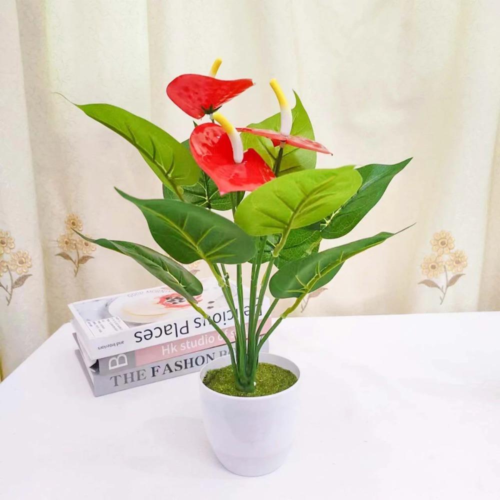 35/50CM Artificial Red Palm Plant Lifelike Fake Plants  Living Room Bedroom Decor