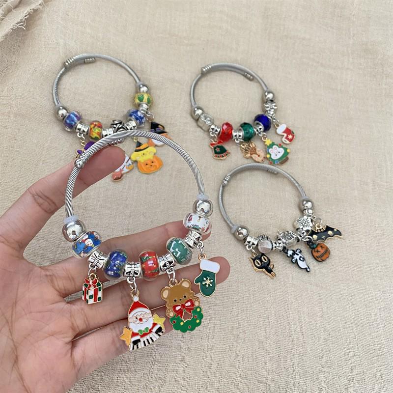 Праздничный браслет из бисера с оленем и тыквой - Уникальный мультяшный дизайн для женщин