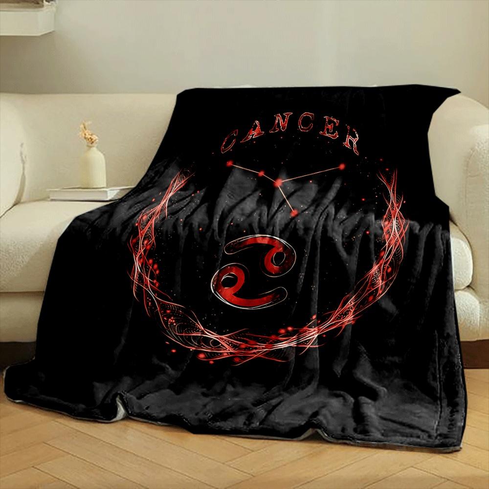 A Cancer zodiac design with constellation, symbol, and glowing red accents. for all seasons blanket lunch break throw gift