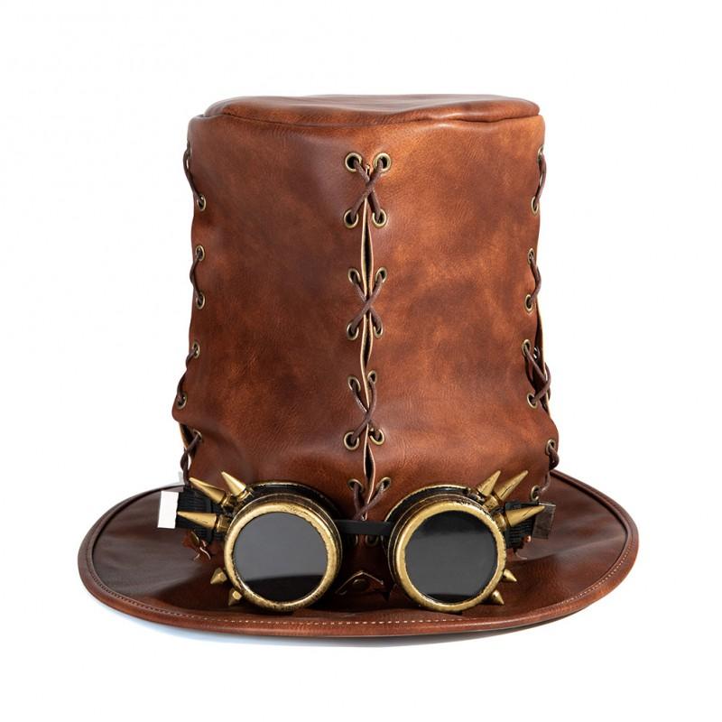 Steampunk Plague Doctor Hat Unisex Punk Fedora Wide Brim Leather Look Costume Accessory Halloween Party