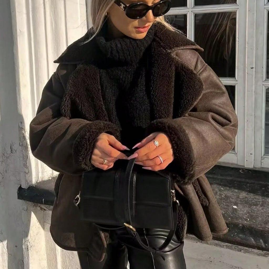 Autumn and Winter Fashion Temperament Women's Clothing One-piece Double-sided Jacket Ladies Warm Coat