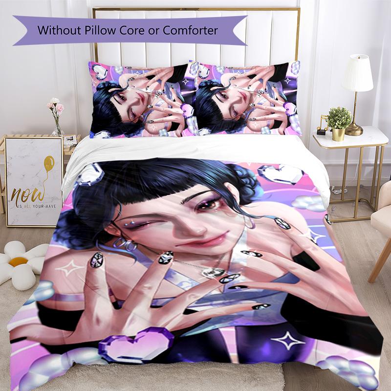 KPOP Hunter 3pcs Bedding Set Duvet Cover Closure Includes 1 Duvet Cover & 2 Pillowcases for All Seasons Bedroom Home Dorm Decor