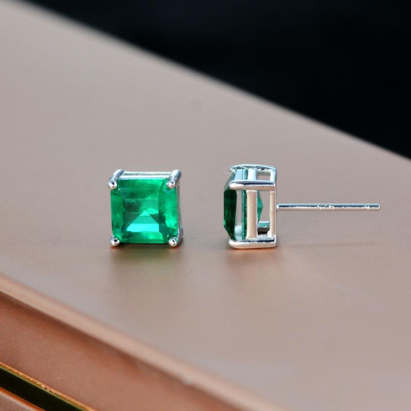 Gica Gema 925 Sterling Silver Personalized Concise Square Shape Stud Earring For Women Fine Temperament High Grade Jewelry Gift