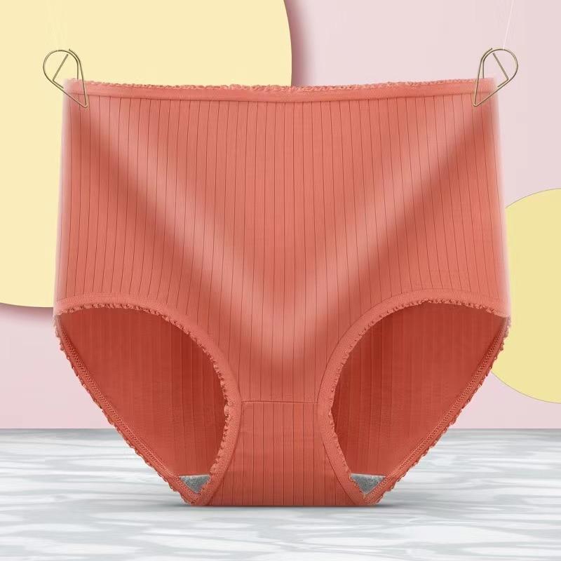 Женские трусики для девочек, нижнее белье больших размеров, трусы с высокой талией, дышащие, однотонные, мягкие, женское нижнее белье, оборки, украшения