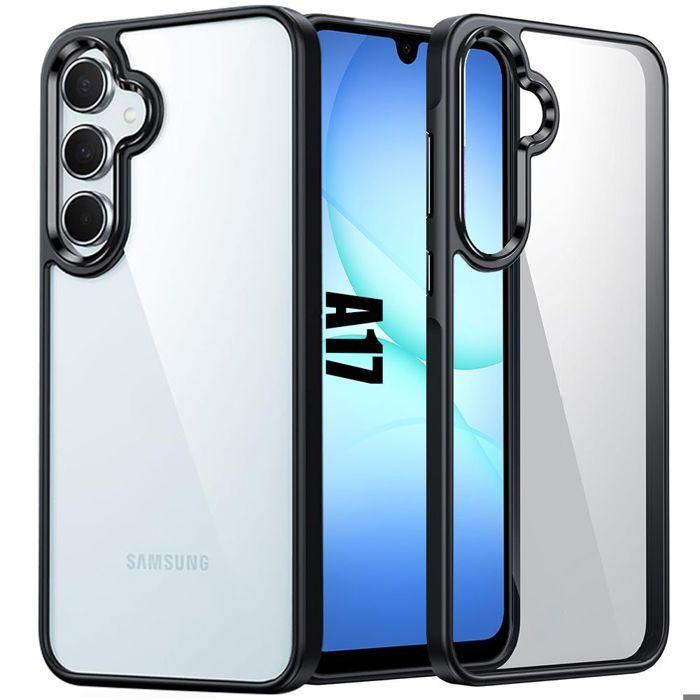 Coque de Protection - BOOLING - pour Samsung Galaxy A17 4G/5G - Silicone Noir - Dos Transparent en PC - Antichoc