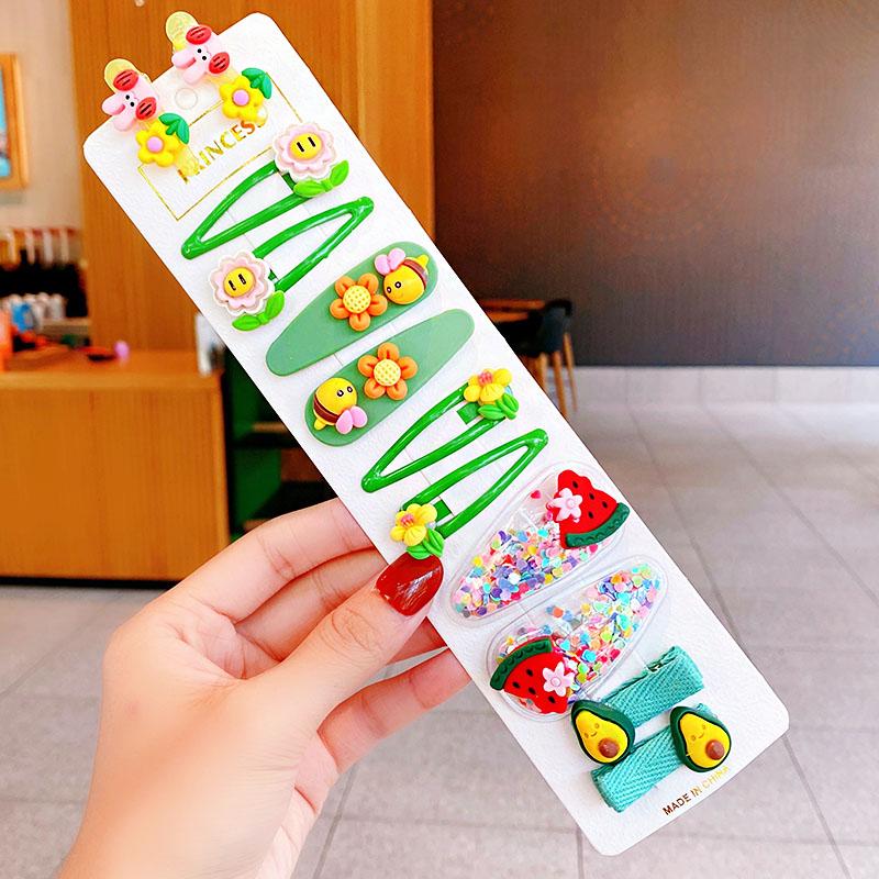 12 шт./набор Новые милые красочные мультяшные заколки для волос в виде цветков для девочек, детские прелестные заколки-автоматы, модные аксессуары для волос