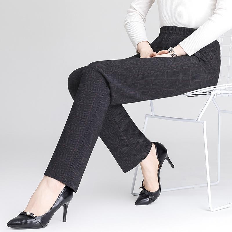 Брюки для мам на весну и осень. Прямые брюки с высокой талией для бабушки. Свободные эластичные женские брюки для людей среднего и пожилого возраста.