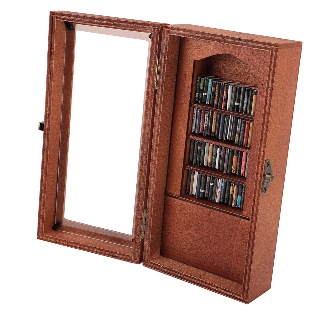 Anxiety Relief Bookshelf Wooden Novel Display Cabinet Ornament with 1 Pack Book Figurine for Study