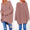 Fashion Women Casual Solid Long Sleeve Jumper V-Neck Lazy Loose Sweater Blouse