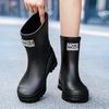 Stylish and Simple High School Rain Boots Women's Waterproof and Non-slip Water Boots Wear-resistant Outer Shoes Kitchen Work Sleeve Women's Shoes
