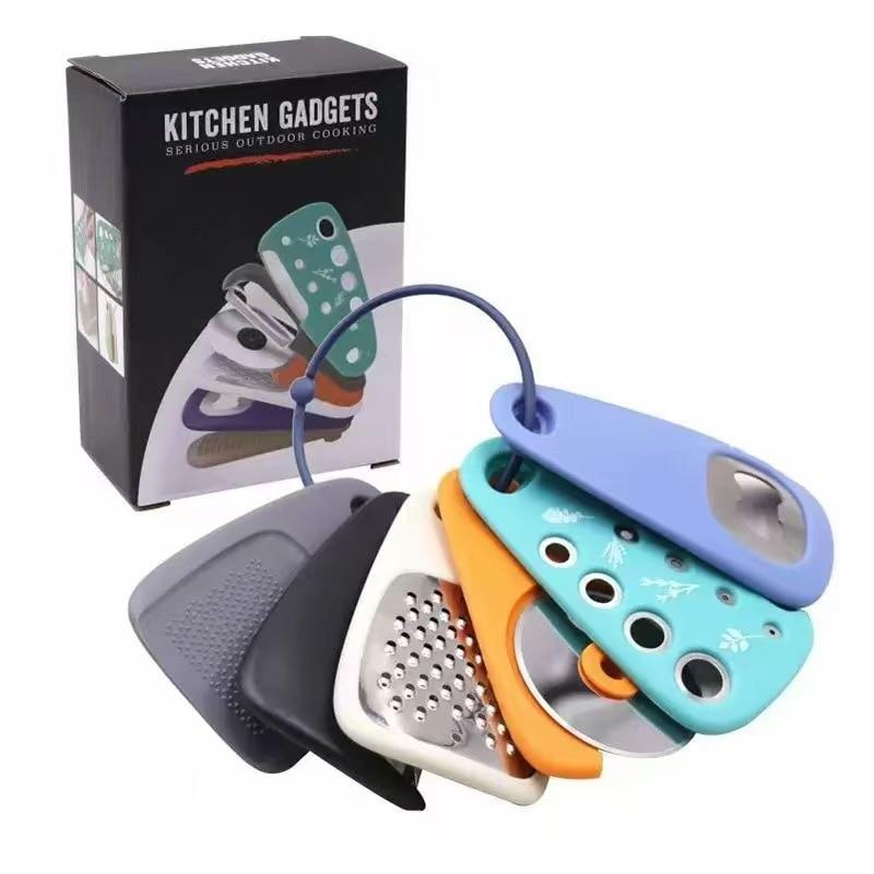 6-Piece Multifunctional Kitchen Gadget Set Stainless Steel Peeler Cutter Grater Multicolor Kitchen Utensils Set