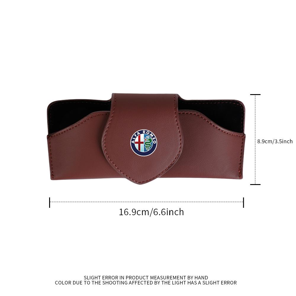 DCBLH1 PU Leather Car Sun Visor Glasses Clip Sunglasses Holder Valve Organizer For Alfa Romeo Stelvio 147 MiTo 156 159 Giulia Giulietta