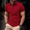 Мужская повседневная однотонная футболка с короткими рукавами на пуговицах, рубашка поло