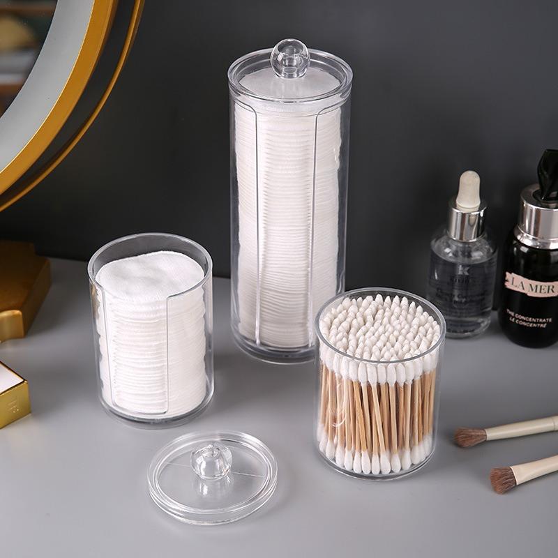 Transparent Cotton Swab Storage Box Makeup Organizer Acrylic Storage Box Cotton Swab Cosmetic Box Bathroom Bedroom Storage