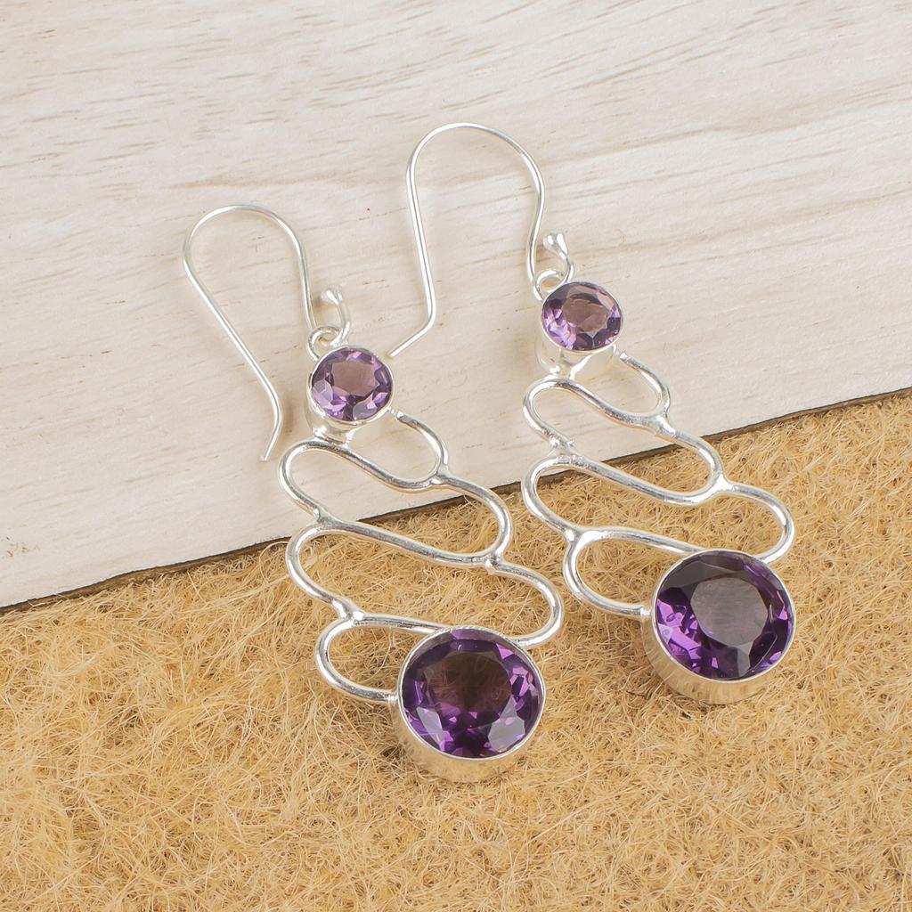 Украшения из африканского аметиста, серебро 935 пробы, дизайнерские серебряные серьги ручной работы для подарка на День благодарения