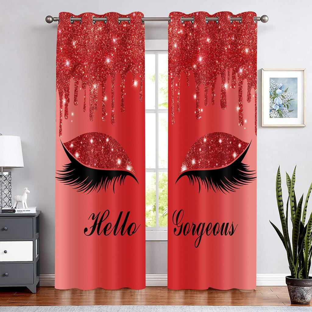 Hello Gorgeous Unicorn Eyelash Print Curtain for The Bedroom Custom,Suitable for Decor Curtains Living Room