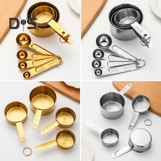 Набор мерных ложек из нержавеющей стали, двойные весы, эргономичная ручка, мерный стакан для точных измерений при выпечке, домашняя кухня, пекарня