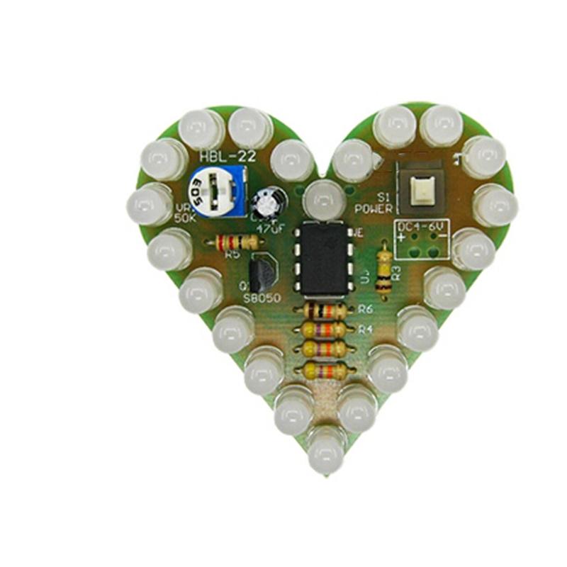 Beginner Friendly Heart Shaped Analog Circuit Practice Kit DIY Adjustable Breathing LED Effect For Electronic Learning