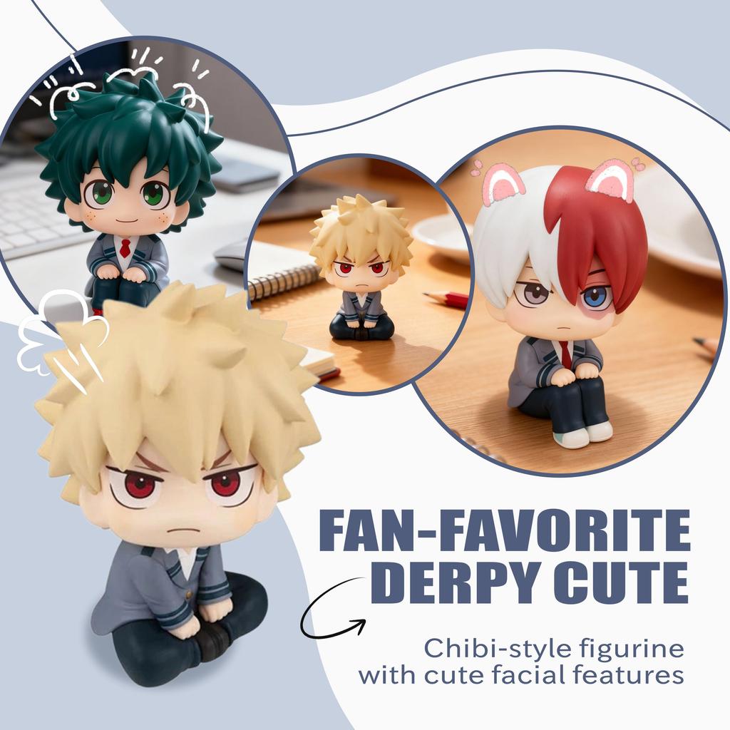 Chibi Super Cute Academy Izuku Midoriya / Katsuki Bakugo / So Todoroki PVC Figurine, Collectible Toy Series Model