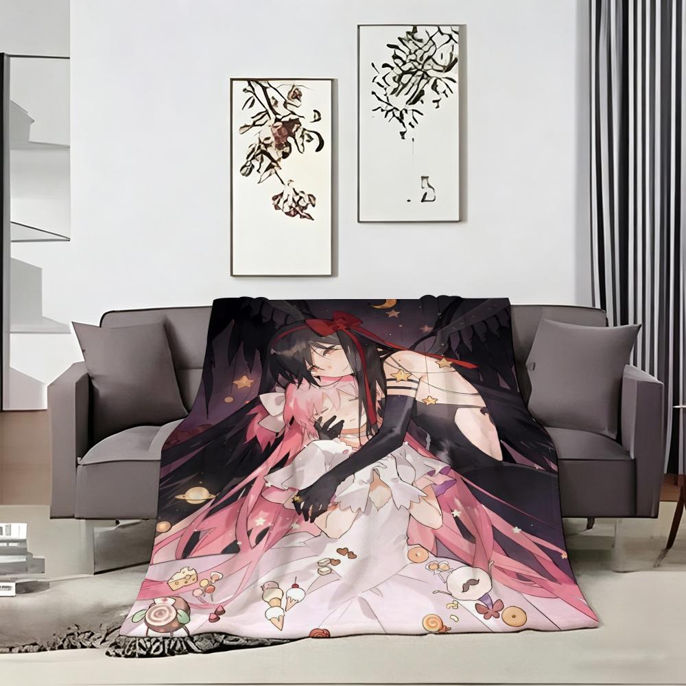 Dark Anime P-Puella Magi Madoka Magica Throw Lightweight 240G Flannel Blanket Soft Skin-Friendly For Summer Cooling