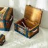 Mediterranean Wooden Retro Treasure Box Three Piece Set Decoration Display Window Display Pirate Style Decoration Storage Box