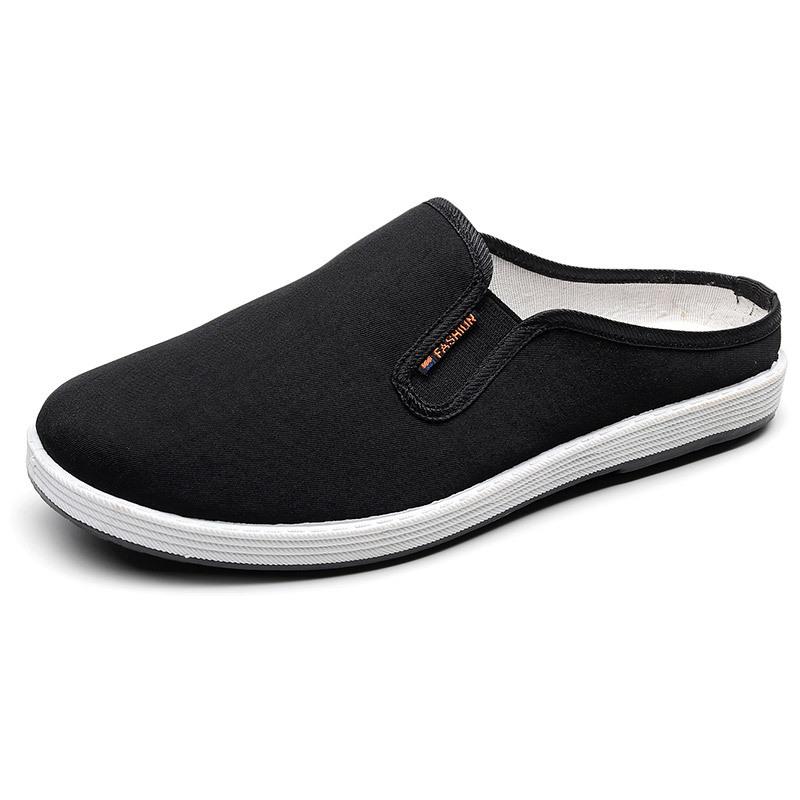 Мужские летние тканевые тапочки «Старый Пекин», дышащие, удобные, без задника, слипоны, повседневная обувь для улицы, ленивый дизайн с полуоткрытой пяткой