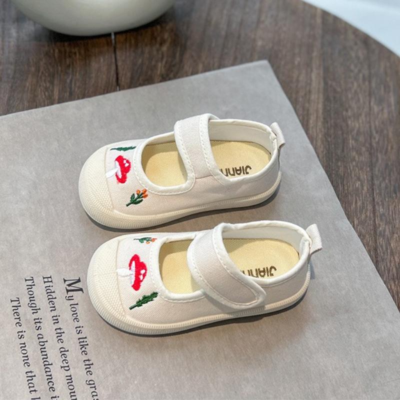 Холщовые туфли для девочек осень новые повседневные туфли для девочек вышитые туфли для девочек противоскользящие детские холщовые туфли мультяшные детские туфли